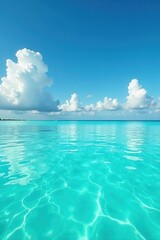 Fototapeta premium Tranquil turquoise water, azure sky Maldives idyllic scene , travel, sky