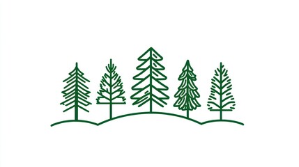 Obraz premium Forest Illustration, Simple Line Art