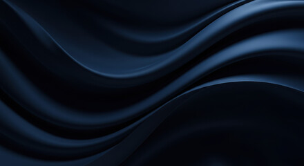 Deep Blue Silk: Elegant Abstract Fabric Waves, Dark Navy Smooth Texture, Modern Background for Luxury Design