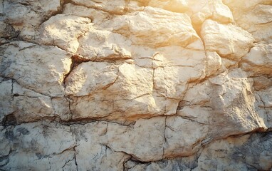 Naklejka premium Detailed Closeup of Rough Beige Rock Texture Surface with Natural Light and Cracks