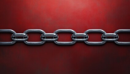 Obraz premium Metal chain on a red background