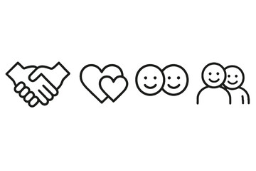 Friendship Icons Representing Connection and Emotion  