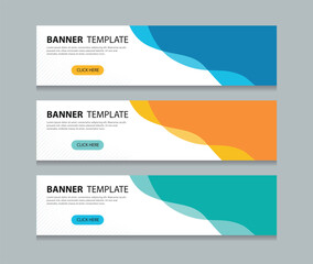 Fototapeta premium Set abstract horizontal web banner design background template. three color style. Suitable for web ads. Vector illustration file with Space to add pictures.