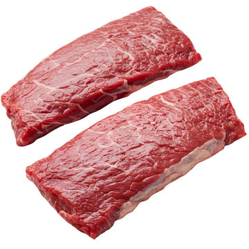 Two Raw Flat Iron Steaks Isolated on White Background

