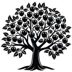 Obraz premium Plum trees icon set isolated on white background