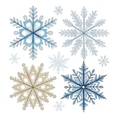 Intricate Blue and Beige Snowflakes Winter Design