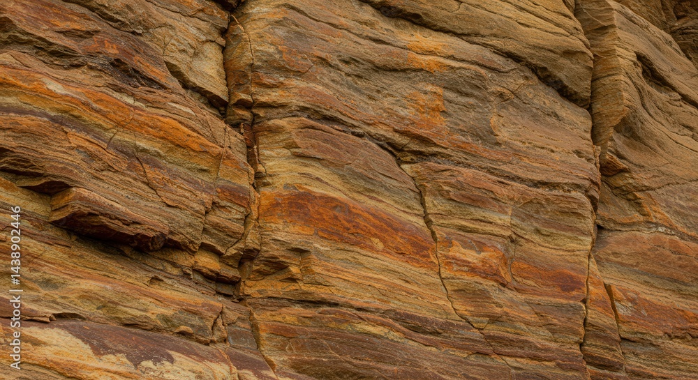Aufkleber close-up view of textured sandstone cliff face with intricate layers