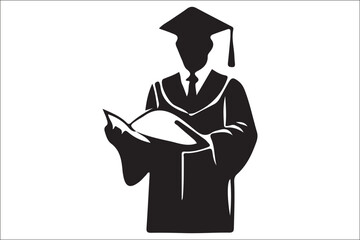 Black Graduation Silhouette Vector PNG | Transparent Background Clipart for Graduation Designs