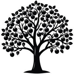 Obraz premium Plum trees icon set isolated on white background