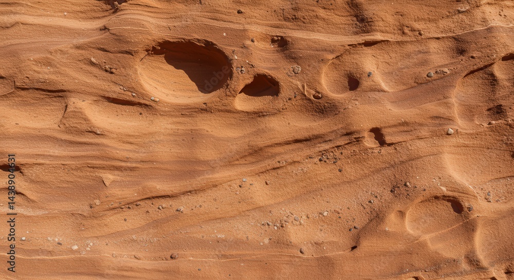 Poster eroded sandstone texture with circular depressions and embedded pebbles