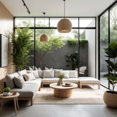 Modern minimalist indoor-outdoor space design with a focus on comfort and aesthetics