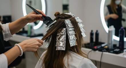Hair Highlighting in Salon: Foil Technique for Stunning Color, Balayage & Ombre Hair Transformation at the Hairdresser's