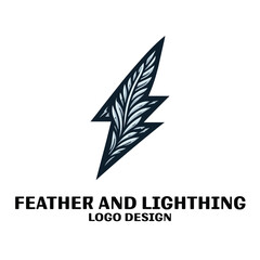 Feather And Lighthing Vector Logo Design