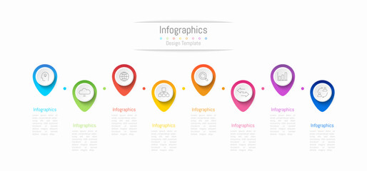 Infographic 8 options design elements for your business data. Vector Illustration.