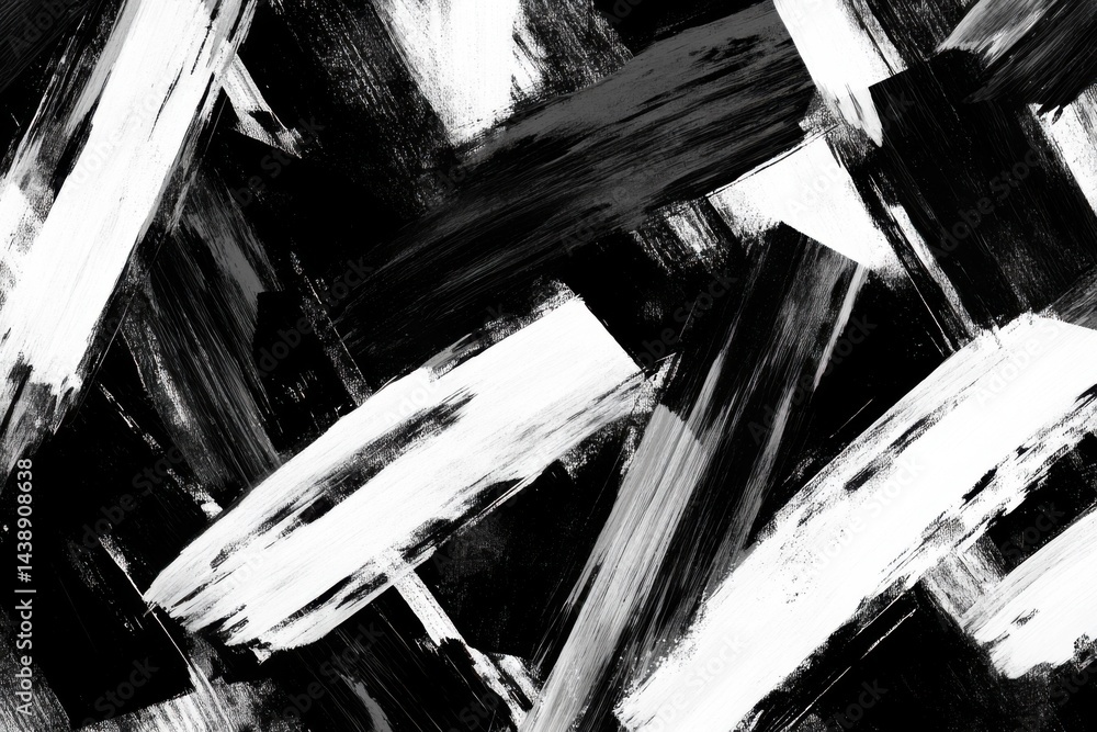 Aufkleber abstract paint strokes in black and white. intricate brushstrokes create a dynamic pattern