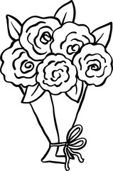 Hand Drawn Flower Bouquet Doodle Outline farmer market