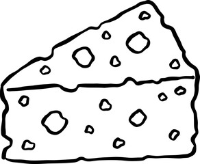 Cheese Wedge Doodle Outline Farmer Market
