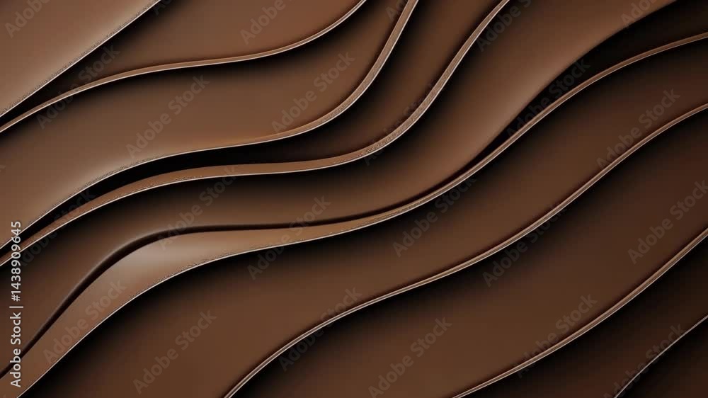 Aufkleber dynamic flow of curved brown waves in modern abstract art pattern
