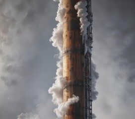 Towering, opaque steam column in continuous loop formation ,  diffusion,  photography