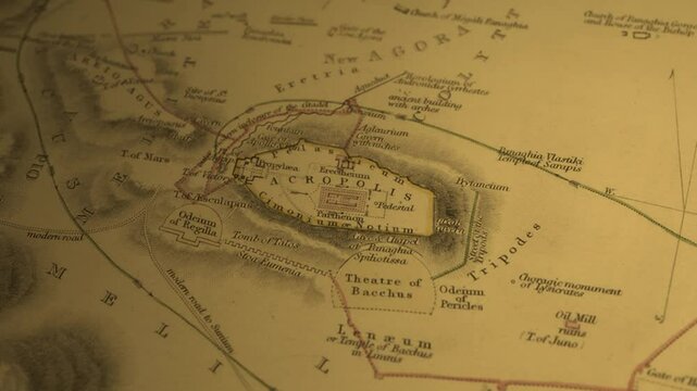 Acropolis map flyover showing Parthenon in Athens.