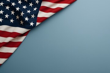 Obraz premium Clean minimalist patriotic background featuring American flag with generous copy space, ideal for Memorial Day, Independence Day messages, events, promotions, and celebrations.