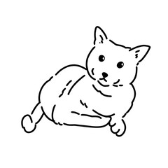 Cute Cat Coloring Line Art Illustration for Kids Activity, Children’s Book, and Hand-Drawn Pet Design