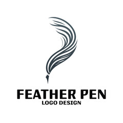 Obraz premium Feather Pen Vector Logo Design