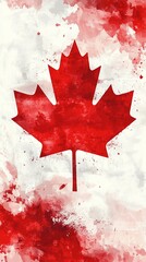National flag of canada day in watercolor style