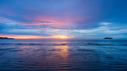 Sunset on sea, Summer sky background