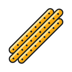set of yellow plastic pipes isolated