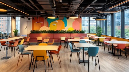 Vibrant modern office cafeteria