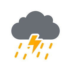 Thunderstorm Weather Cloud with Lightning Icon Design