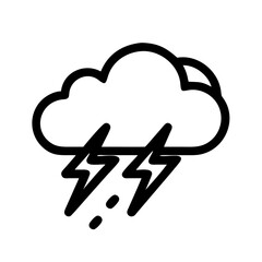 Thunderstorm Weather Cloud with Lightning Icon Design