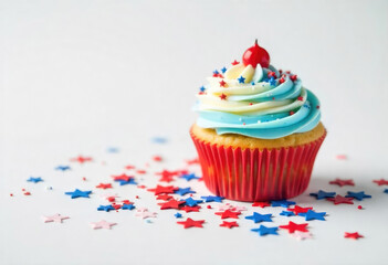 Patriotic cupcake stars and cherry topping