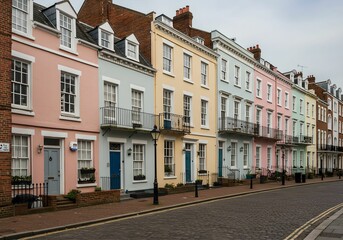 Fototapeta premium カラフルな街並み、ロンドンのパステルハウス