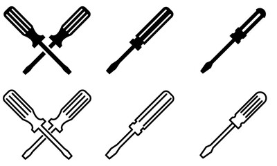 Precision Screwdriver Tool Icon in technical vector illustration with measurement indicators, ideal for hardware documentation, DIY project guides and tool manufacturer specifications