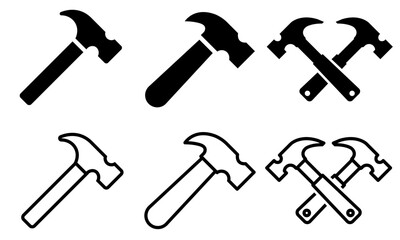 Hammer Icon Vector for Construction and Repair Concepts � Flat Design Symbol for Building Tools, Carpenter Work, Industrial Projects, and Home Improvement Applications