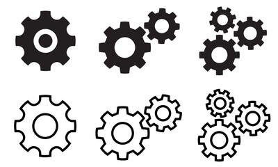 Gear Icon Vector for Settings and Engineering Applications Flat Mechanical Wheel Symbol for Website UI, Mobile App, Software Interface, Industrial Design, and Technical Illustration Use