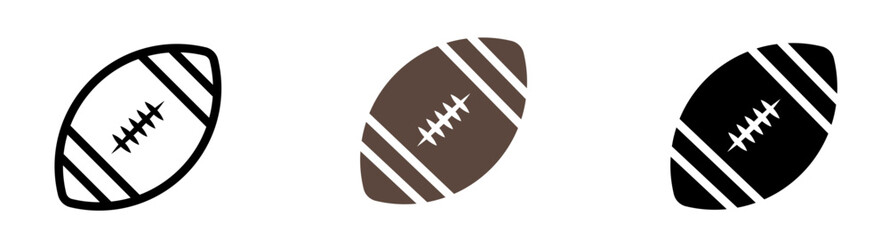 American Football Ball Vector Illustration Icon Set of Sport Equipment, Game Ball Symbols, Flat Design Icons for Sports Branding, Team Graphics, Web Banners, Infographics, and Digital Art