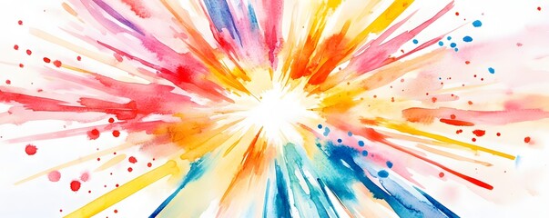 Obraz premium Colorful Abstract Watercolor Starburst in Bright Neon Shades