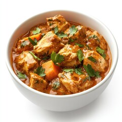 Fototapeta premium Spicy Indian chicken curry with rice, a delicious and traditional hot meal