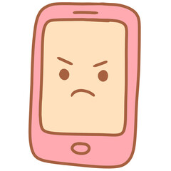 Cartoon Mobile phone makes a grumpy face