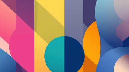 Obraz premium Abstract geometric artwork with vibrant colors and layered shapes, creating a dynamic visual composition