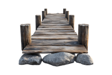 A wooden pier isolated on transparent background
