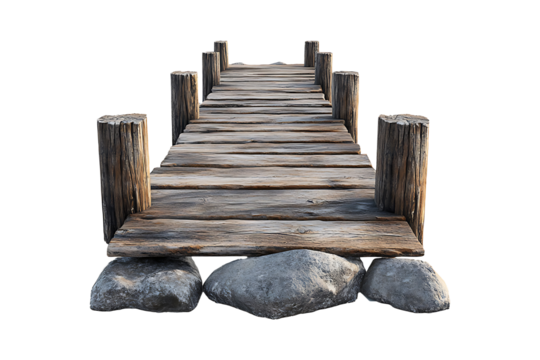 A wooden pier isolated on transparent background
