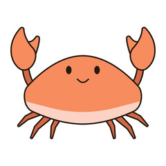 CRAB cute animal doodle kawaii Japanese style illustration single icon drawing element clean flat vector
