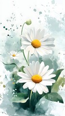 Soft Yellow Center Daisies in Gentle Watercolor Artwork