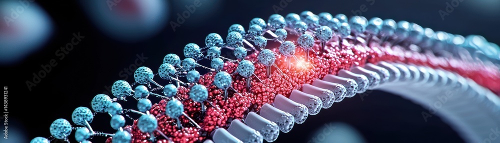 Poster close-up of an artificial cell with programmable features in a futuristic scientific setting, highli