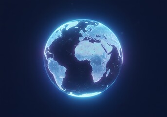 Fototapeta premium Glowing Earth Globe, Neon Blue World, Digital Planet Visualization, Global Connectivity, Space.