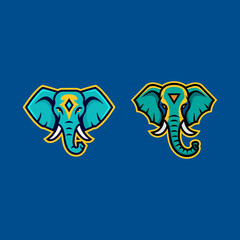 Elephant Head Mascot Logo Set for Sports and Esport Teams